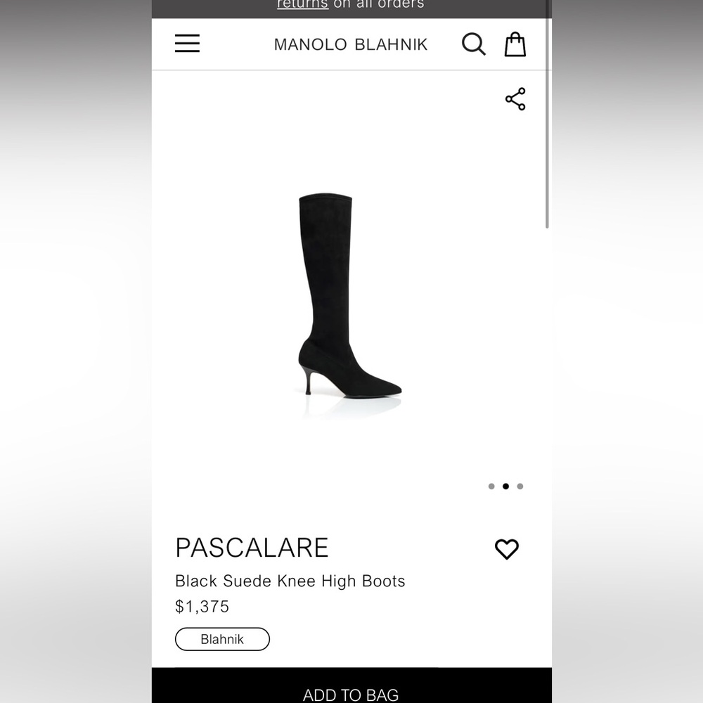 Manolo Blahnik black suade boots (size 38)